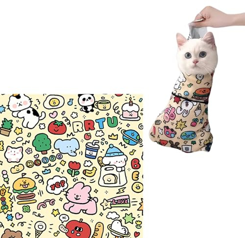 Cat Wrap for Grooming & Nail Trimming, Self-Adherent Cat Swaddle Blanket – Anti-Scratch, Anti-Bite Restraint Bag for Safe Ear Cleaning, Medicine Feeding & Claw Care(27.5 x 27.5 Inches)