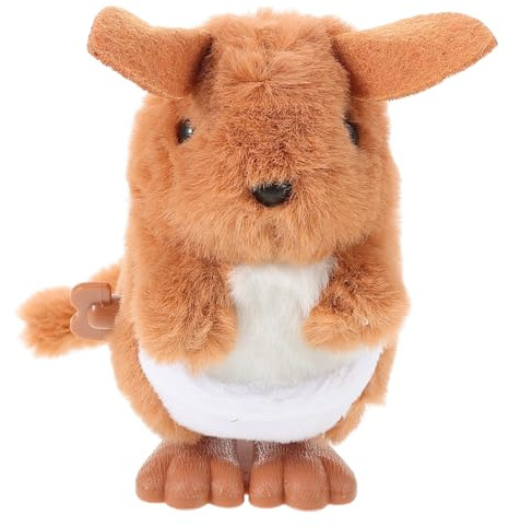 Hohopeti Jumping Plush Kangaroo for Boy Girl Year Clockwork Animal with Simulated Hopping Legs Soothing Comfort for Motor Skill Development and Crawl Encouragement
