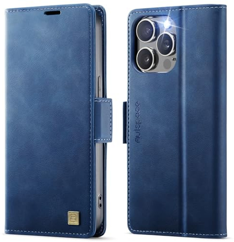 Teeirllim Coque pour iPhone 12 Pro Max, [RFID Blocage] Etui Protection Housse Premium en Cuir PU, Pochette de Portefeuille Etui à Rabat Flip Case pour iPhone 12 Pro Max, Bleu