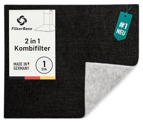 FilterBase® Universellt fettfilter köksfläkt | 1-pack | filter för fläktar med sättningsdisplay, komposterbart, kan skäras till storlek 57 x 47 cm (1, fettfilter till skärning)