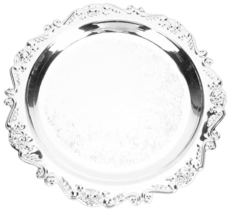 Annadue Plato para Servir con Grabado Floral, Bandeja Decorativa con Espejo Vintage, Bandeja para Servir Multifuncional para Regalo de Decoración del Hogar (20 centímetros)