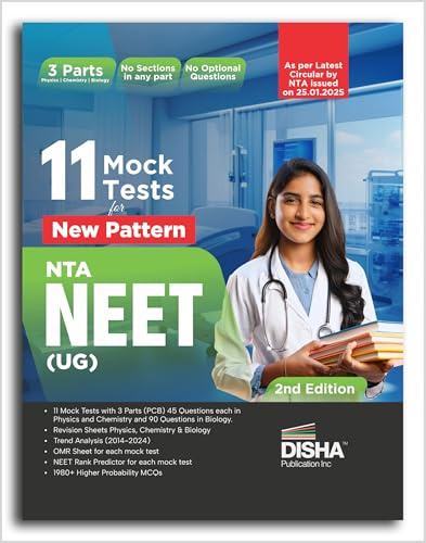 11 Mock Test for New Pattern NTA NEET (UG) | Physics, Chemistry, Biology New Syllabus Test Series 2 Edition | 100% Solutions | OMR Sheets | Rank Predictor [Paperback] Disha Experts
