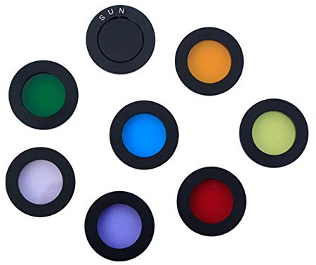 Filtro de luna telescopio de 1.25 pulgadas, juego de 8 filtros de color para lente ocular telescopio para mejorar la definición y la resolución en observación planetaria lunar (8 piezas)