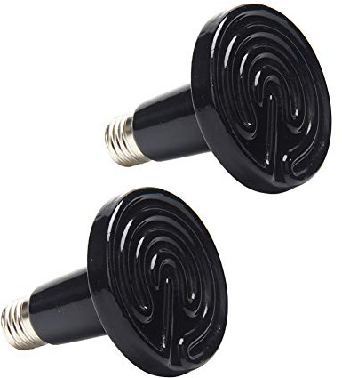 Xiedeai Reptiles Amphibians Terrarium Heat Lamps - 2Pcs 200W Infrared Ceramic Reptile Heater Lizards Tortoise Pet Terrarium Emitter Bulb No Light Heating Lamp E27 220-240V