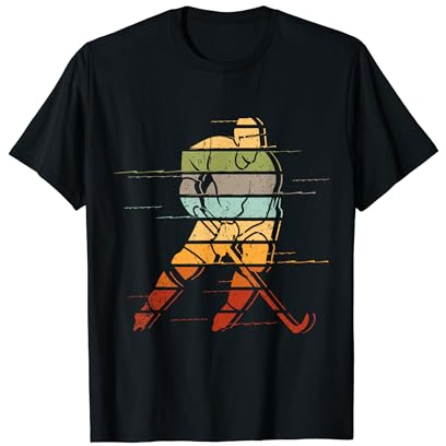 Eishockey Silhouette Geschenk Vintage Retro T-Shirt