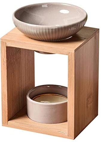 Zen'Arôme - Duftlampe Birdy Schwarz - Duftwachs-Brenner - Diffuser für Ätherische Öle und Raumdüfte - Kerzenhalter Aromatherapie - Dekorativer Teelichthalter aus Holz und Keramik - Höhe: 16,5 cm