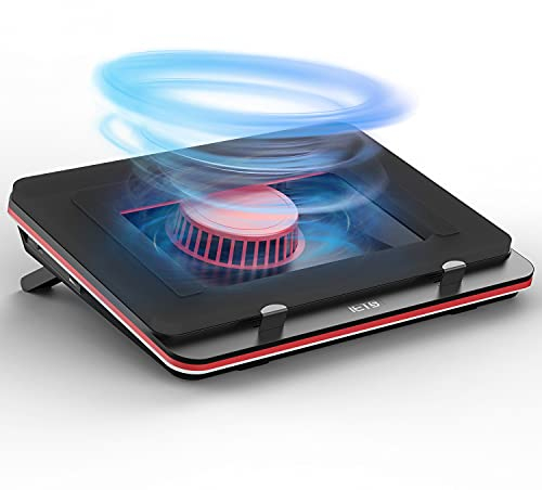 IETS GT500 Leistungsstarker Turbo-Lüfter (5000 U/min) Kühlpad Mit Stufenloser Geschwindigkeit, Dichtungsschaum für Schnelle Kühlung Gaming-Laptop, 13-17,3 Zoll Kühler Mit 3-Port-USB-Hub