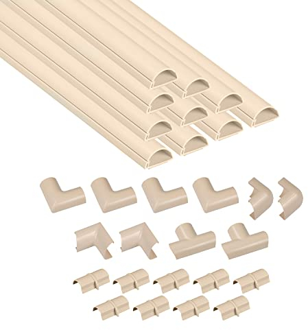 D-Line Kits de Goulottes, Cachez et Protégez les Câbles Facilement, Goulotte Décorative, Crème - 10 x 40cm Longueurs (4 mètres) - 30x15mm