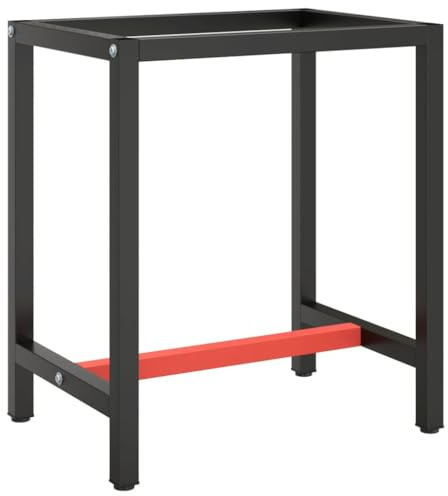 vidaXL Estructura Banco de Trabajo Mesa Soporte Base Muebles Mobiliario Bricolaje Garaje Taller Duradera Metal Negro y Rojo Mate 70x50x79cm