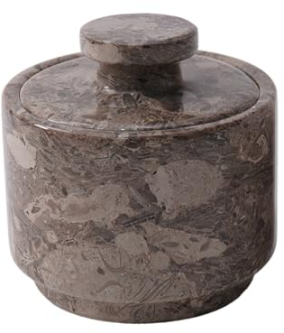 MARBLOUS KRAFTS Saliera in marmo da 7,6 x 7,6 cm, con coperchio, 99,2 g, per erbe aromatiche e caramelle, per piano di lavoro da cucina moderna, contenitore decorativo per gioielli, gingilli