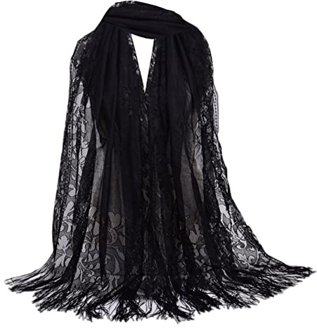 FAIRYGATE Women's Wraps Shawls Scarves Women's Floral Lace Scarf Shawl with Tassels Soft Mesh Fringe Wraps for Wedding Evening Party Dresses A0608