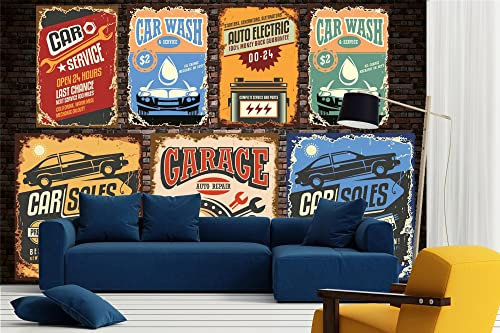 Mantiburi Papier peint photo non tissé Motif rétro vintage 375 x 250 cm (avec colle) – Papier peint non tissé – Papier peint mural – Papier peint mural