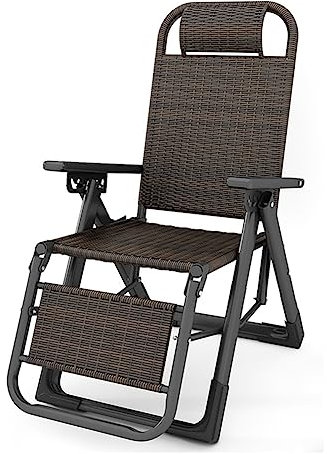 ZFF Tumbonas De Rota Plegables Sillas De Gravedad Cero con Almohada Y Reposabrazos Sillón De Relajación Jardín Respaldo Ajustable para Exterior E Interior Terraza Playa Carga Máxima 180kg