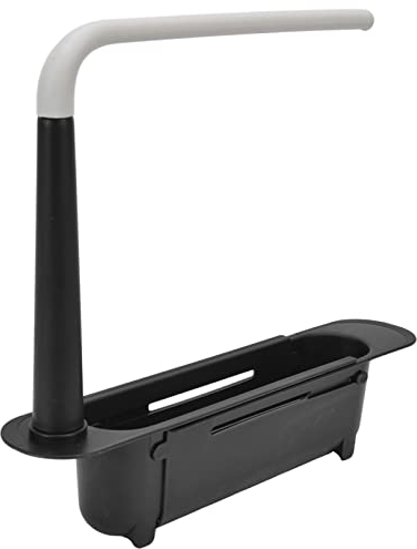 Lwuey Scaffale per Lavello Telescopico,Supporto Multiuso Cucina Organizer Sink Sponge Supporto Telescoping Cestello Scarico Storage Rack Portaspugne con Portasciugamani Spugne Spazzole Stracc