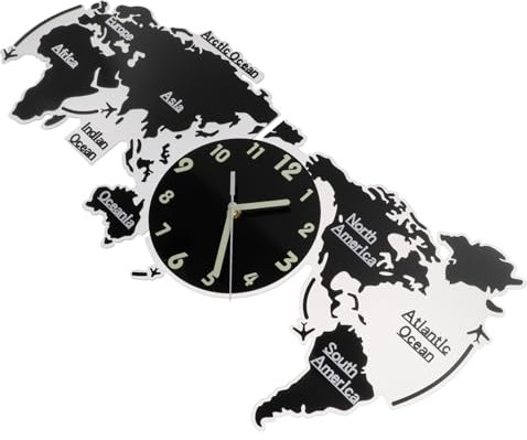 Garneck 1stk Küchenwanduhren Minimalistische Wanduhr DIY-Welt Modern Haushalts Retro Weltkarte Batteriebetriebene Büro An Der Wand Montiert Nachtlicht