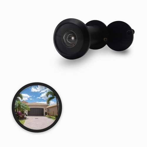Door Viewer Peephole, Solid Door Peephole for Door Brass 220 Degree Door Viewer Peephole with Privacy Cover for 1-19/50''-2-9/25'' Doors, Front Door Viewer for Home Office Hotel (Black)