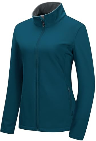 33,000ft Women's Softshell Jacket Waterproof Ladies Fleece Lined Jackets | Full Zip Outdoor Jackets, Lightweight Warm Windbreaker Jacket, Breathable Golf Jacket for Casual Running Hiking