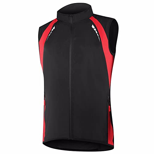 SMTSEC Fahrradweste Herren Damen Reflektierend Winddicht Windstopper Laufweste Wasserdicht Atmungsaktiv MTB Warnweste Fahrrad Ärmellose Weste Jacke Radweste Leicht Softshellweste Sportweste,Black-M