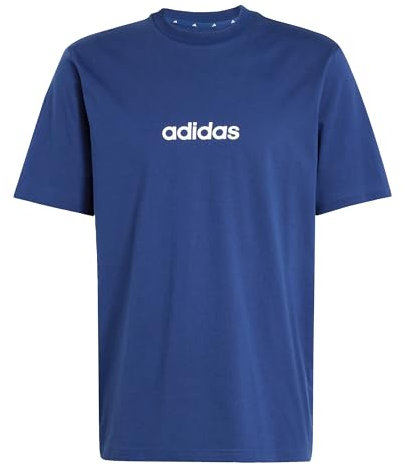 adidas Herren Essentials LINEAR Single Jersey Tee, Dark Blue/White, XL
