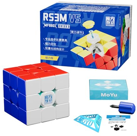 Moyu RS3M V5 Speed Magic Cube 3x3, Stickerless 3x3x3 speedcube Smooth Easy to Turn, for Competition Training and Birthday Gifts(Magnetic Version)