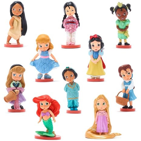 Disney Store Official - Animators - Disney Prinzessinnen - Figurenspielset - 10 geformte Puppen - Mit Rapunzel, Jasmin, Schneewittchen, Arielle, Belle, Aurora, Tiana, Pocahontas, Cinderella und Mulan