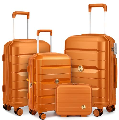 Sea choice Set Valise 4 de Voyage Rigide Extensible Trolleyset et Vanity | 55/66/76cm extensible 20%,Légère Durable en Polypropylène Bagage,4 roulettes Silencieuses à 360°,Approuvé Serrure TSA