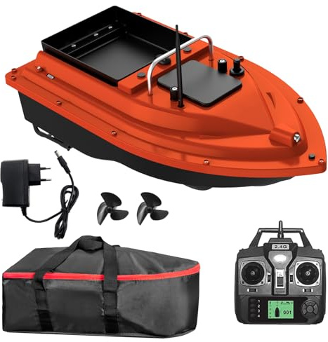 Ailgely GPS Futterboot Fischerei Köderboot, RC Fischköderboot Futterboot mit Fernbedienung 500m Fernbereich, Großer Köderbehälter mit 2kg Ladekapazität, für Angelbegeisterte, Rot, 12000mah