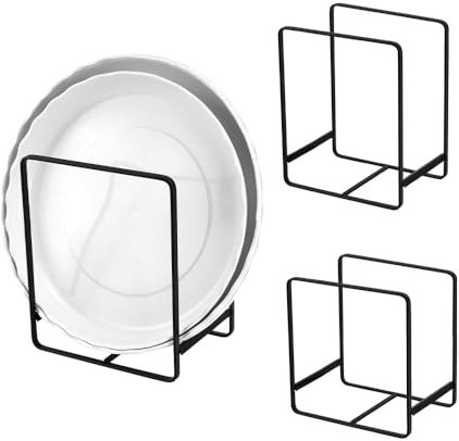 HMIEPRS Rastrelliera per Piatti in Metallo da 3 Pezzi, Supporto per Portapiatti Nero, Scolapiatti Verticali Multifunzione, Cucina Piatto Organizer per Armadi Controsoffitti (2 Grandi + 1 Piccolo)