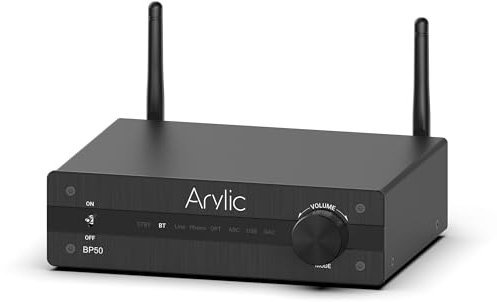 Arylic BP50 Bluetooth 5.2 aptX Préamplificateur audio pour la maison avec HDMI ARC, entrée Phono et GO Control APP Adaptateur audio avec DAC, sorties RCA pour récepteur AV.