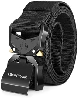 Leskyair Men Tactical Belt, Work Belts for Men Military Hiking Heavy Duty Belt 1.5 Inch, Nylon Webbing Tool Belt with Quick Release Metal Buckle