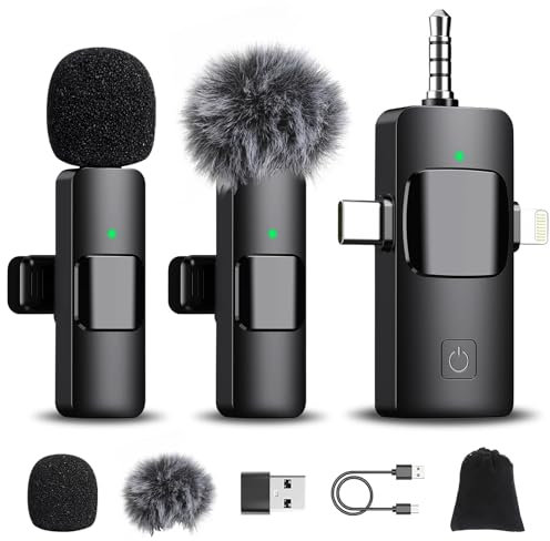 Romon Kabelloses Lavalier Mikrofon für iPhone/Android/PC/Kamera, Mini Mikrofon Plug-and-Play-Mikrofon Kabellos Handy, Wireless Microphone Ansteckmikrofon für Live-Streaming Videoaufnahmen Interviews