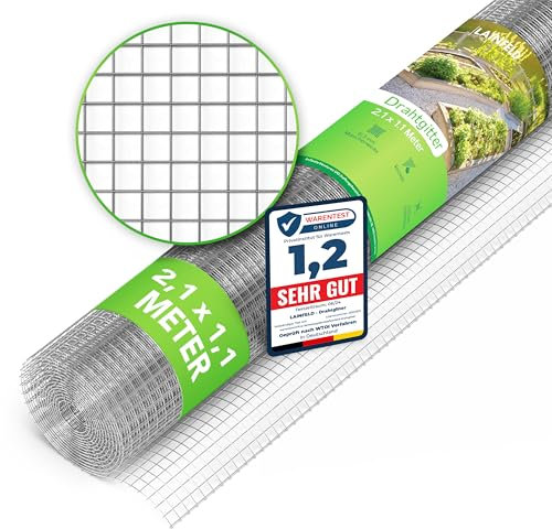 LAINFELD Treillis métallique à mailles fines | 2,1 x 1,1 m | Grille anti-campagnols pour plate-bande surélevée avec maille de 6,3 mm | Grillage de lapin et volière surélevée