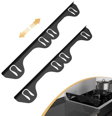 MOFINO 316 Stainless Steel Stove Gap Covers,2 Pack Stove Gap Filler,Range Trim Kit,Heat-Resistant Stove Gap Guard,Easy Retractable Length 13.8 to 27.5,Width 0.78,Black