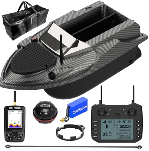 LANGSHI GPS Smart RC - Barco de cebo de pesca, 3 kg, crucero automático, doble motor, gran capacidad, 800 m, control remoto, distancia LED, luz nocturna, barco, 20000 mAh (edición buscador de peces)