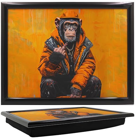 Lesser & Pavey Urban Art Chimp Life Laptray For Food Serving & Breakfast | Comfortable Lap Trays With Bean Bag Cushion For Home & Daily Use | Durable Lap Trays For Eating On Lap For Adults