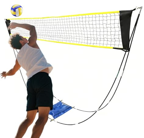 Badmintonnät – hopfällbart sportträningsnät | utomhus- och inomhusbadminton, volleybollnät för trädgård, , park, gymmontering och demontering med vätskebas