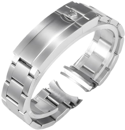 ROUHO Cinturino Orologio Acciaio Inossidabile Bracciale Metallo Ricambio Oyster Maglie 20mm 21mm Curvato per Rolex Submariner - argento opaco 20mm