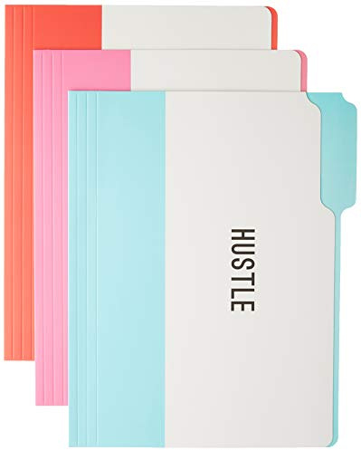 Graphique Hustle Lot de 9 dossiers et 3 motifs uniques et impertinents, imprimés sur du papier cartonné durable à triple score, 29,8 x 24,1 cm