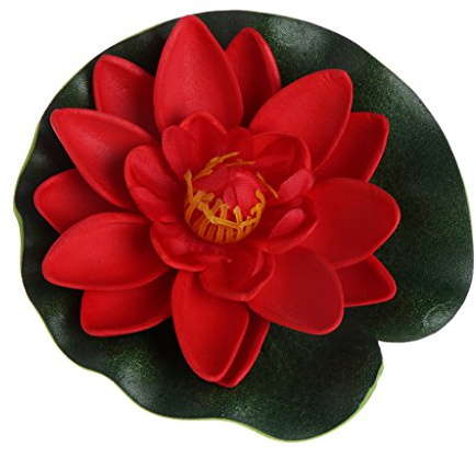 Xuniu Fleurs artificielles flottantes, lotus, nénuphars, parfaites pour décorer un jardin, un aquarium, un bassin, EVA, Red, 10 cm