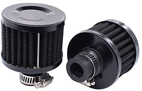 HouYeen 12mm Car Oil Air Filter Intake Vent Valve Cover Breather Fuel Crankcase Filters for Scooter ATV Dirt Pit Bike Motorcycle Black Pack of 2
