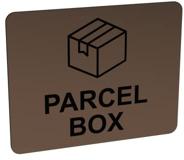 Paket låda självhäftande skylt - meddelande för leveranser, paket, post (storlek 12 cm x 10 cm) (koppar) Andra stilar finns tillgängliga. Informationsmeddelande. Skickas globalt.