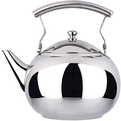 HirrWill Théière de 2 litres avec infuseur pour thé en vrac, bouilloire en acier inoxydable, 8 tasses à induction, pour faire bouillir de l'eau chaude, finition miroir, 2,1 l,