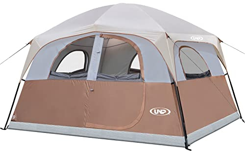 UNP Tenda familiare per 5-6 persone, impermeabile, antivento, con altezza in piedi, facile da montare, tenda familiare a doppia parete con finestre in rete, 300 x 270 x 206 cm