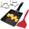 BOJVESH Japanese Omelette Pan, Mini Rectangle Egg Pan with Wide Silicone Spatula and 2 Fried Egg Rings, Non-Stick Tamagoyaki Frying Pot Home Kitchen Cooking Tools for Induction Cooker Gas Stove