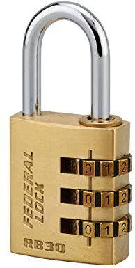 THIRARD 00913946 – Vorhängeschloss, Rb 30 mm, Bügel aus vernickeltem Stahl, Kombinationsmechanismus, Kombinationsschloss (10.000 Kombinationen möglich), einteiliges Messinggehäuse, goldfarben