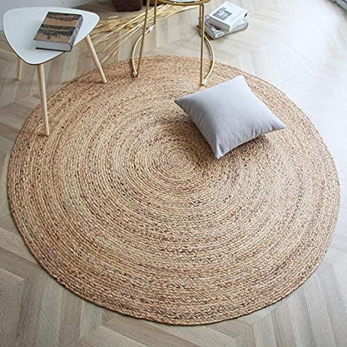The Knitted Co. 100% Jute Area Rug 10 Feet Round Natural Fibers- Braided Design Hand Woven Carpet - Home Decor for Living Room Hallways Bedroom (Natural, 10 Feet Round)