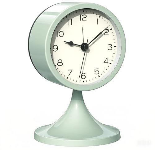 AYRELY 3 Zoll Wecker analog ohne Ticken, Kleiner Retro Tischwecker, Batteriebetriebene Metalluhr mit Licht für Schlafzimmer, Wohnzimmer, Nachttisch, Regal (Grün)