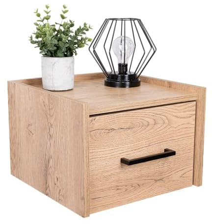 Tuhome Boa Floating Nightstand, Wall-Mounted Single Drawer Design with Handle- Macadamia