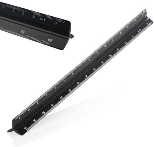 EIHI 1 Pezzi Righelli Alluminio Scala Righello Triangolare, Righello 30 Cm, Scalimetro 30Cm Ideale per Architetti E Ingegneri 1:20、1:25、1:50、1:75、1:100、1:125