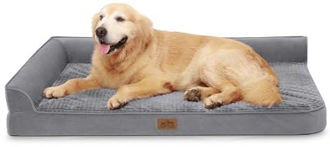 COZY KISS Orthopädisches Hundebett, 19cm Dicke Hundesofa für Mittelgroße Hunde, Abnehmbar und Waschbar Hundecouch, rutschfeste Unterseite, Wasserdichtes Innenfutter (Gris-L-Type, XL(122 * 81 * 19CM))